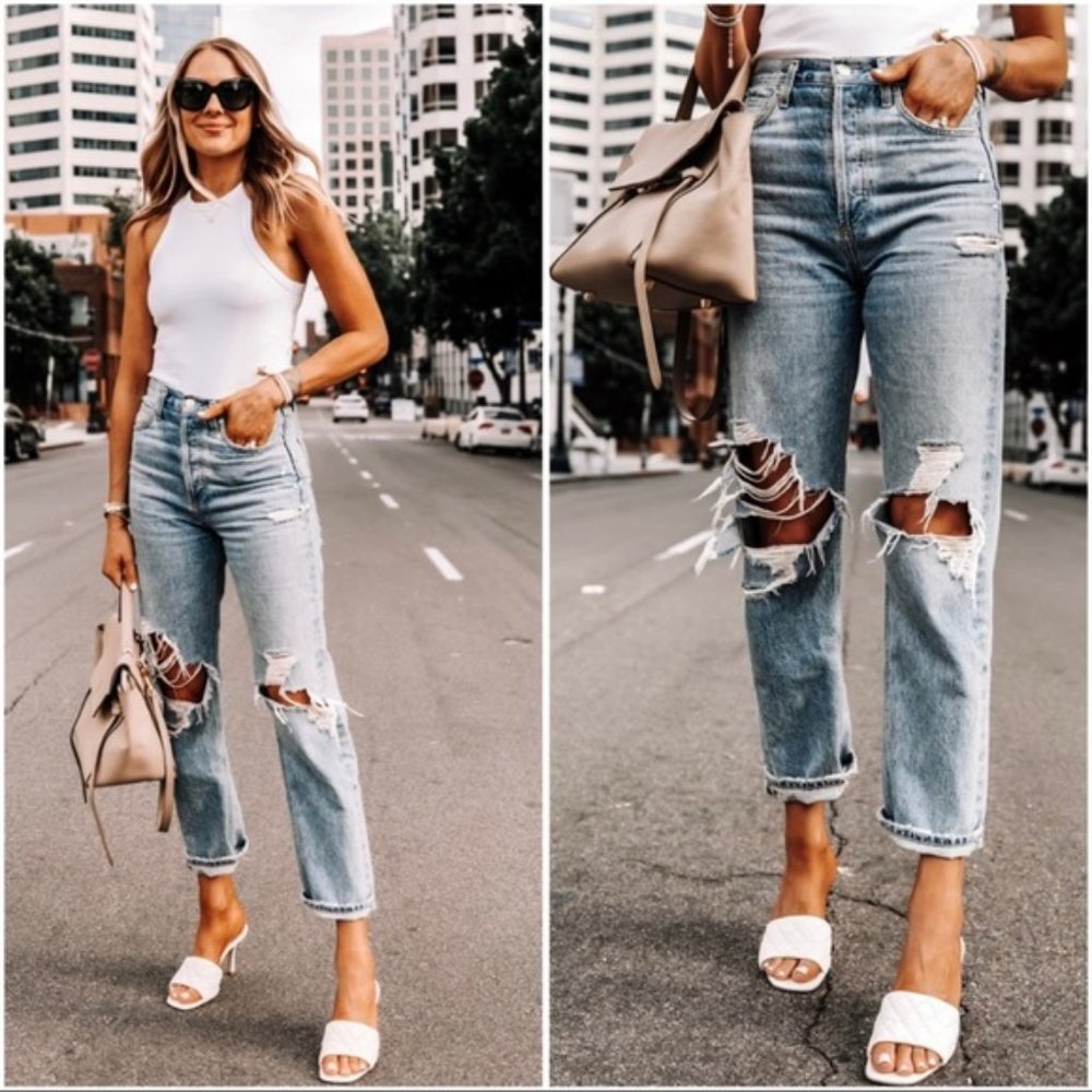 Agolde Light Blue Distressed Jeans